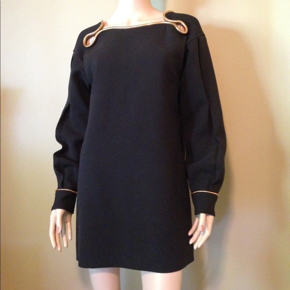 NWT$2660 YVES SAINT LAURENT GOLD CHAIN DRESS 42 - Picture 1 of 8